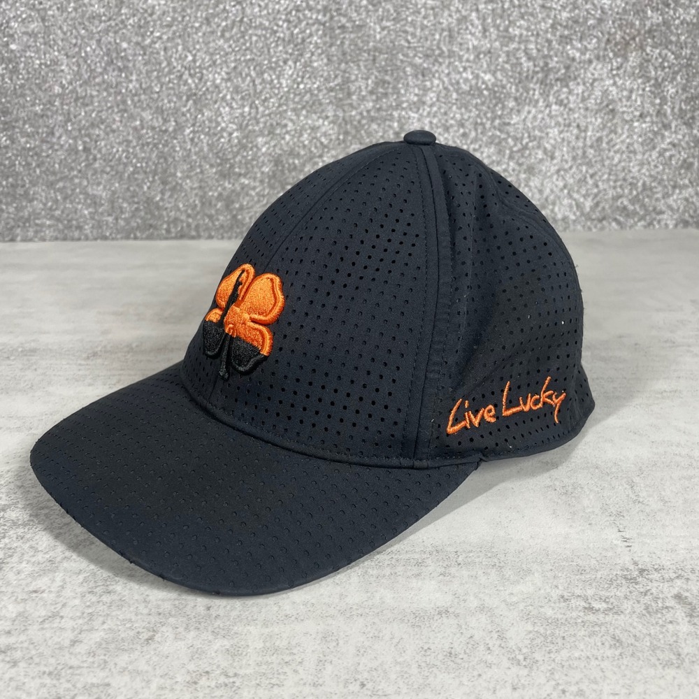 Black Clover Golf Cap Hat Size Small Topgolf Live Lucky Mesh Performance Black